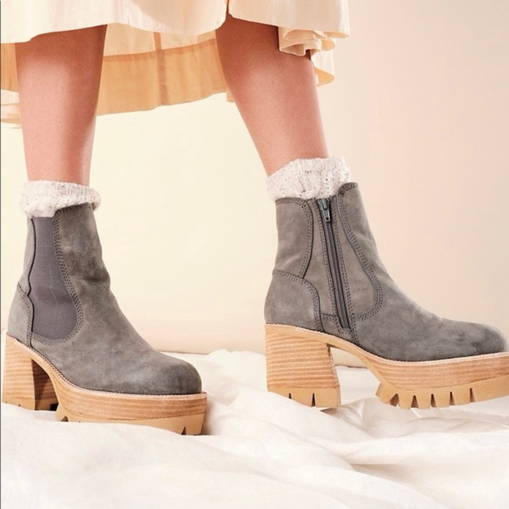 Free People Jeffrey Campbell Preston Platform Grey Ankle Boots Size 8 NEW NIB